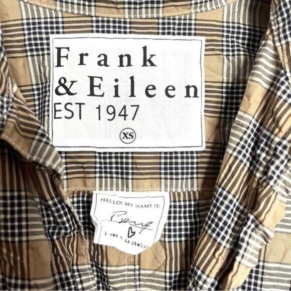 Frank & Eileen Barry Crinkle Black and Tan Long Sleeve Shirt Women Size XS - Picture 5 of 6